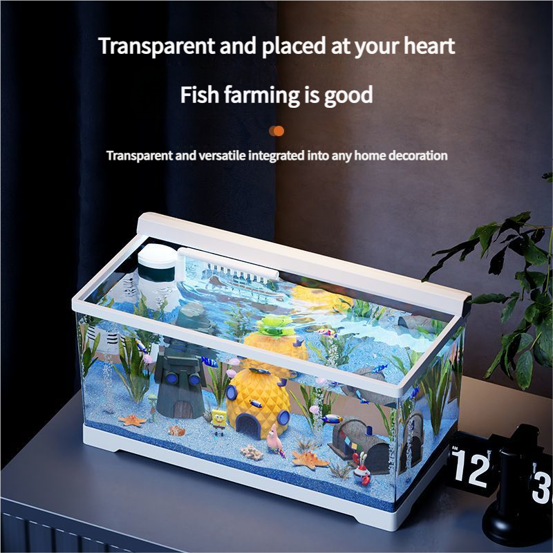 Plastic Clear Fish Tank for Lazy Owners: Goldfish Tank for Living Room, Balcony, Desktop - Small & Medium Eco - Aquascape Home Aquarium - Afrilinker