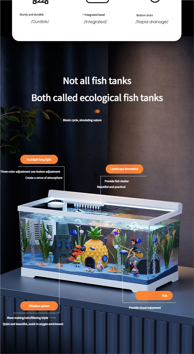 Plastic Clear Fish Tank for Lazy Owners: Goldfish Tank for Living Room, Balcony, Desktop - Small & Medium Eco - Aquascape Home Aquarium - Afrilinker