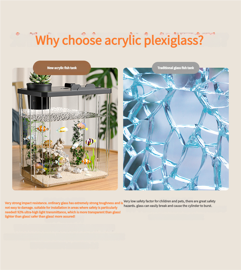 All - in - One Transparent Fish Tank: Filter, Oxygenator & Light for Home/Office, Small Desktop Eco - Aquarium - Afrilinker