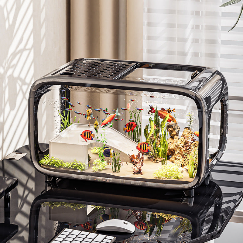 Premium - Selected Luxury Fish Tank: Transparent Covered Home Aquarium for Living Room, Ideal for Ecological Scaping and Entryway Decoration - Afrilinker