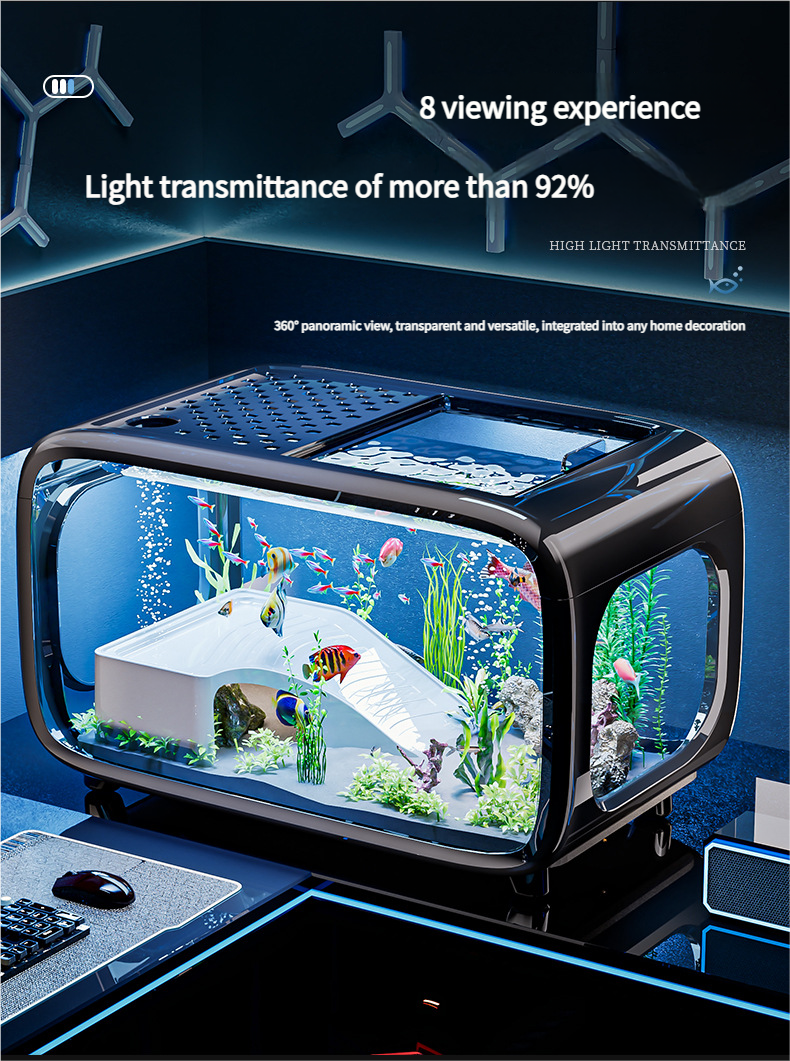 Premium - Selected Luxury Fish Tank: Transparent Covered Home Aquarium for Living Room, Ideal for Ecological Scaping and Entryway Decoration - Afrilinker