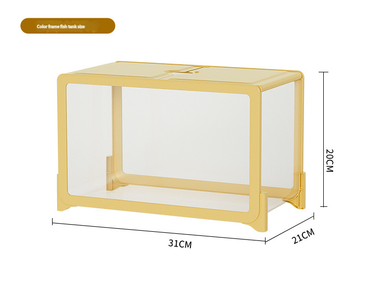 Desktop Fish Tank for Home/Living Room/Balcony/Office - Small-Medium Plastic Lazy Goldfish Tank with Eco-Scaping - Afrilinker