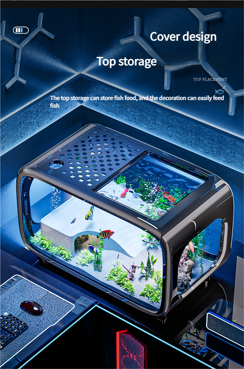 Premium - Selected Luxury Fish Tank: Transparent Covered Home Aquarium for Living Room, Ideal for Ecological Scaping and Entryway Decoration - Afrilinker