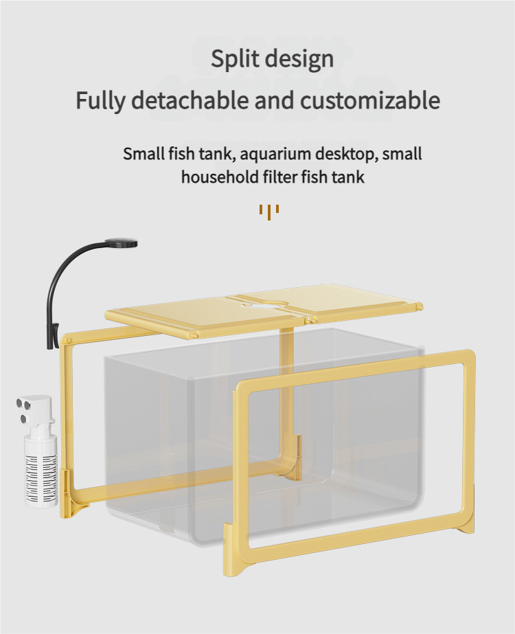 Desktop Fish Tank for Home/Living Room/Balcony/Office - Small-Medium Plastic Lazy Goldfish Tank with Eco-Scaping - Afrilinker