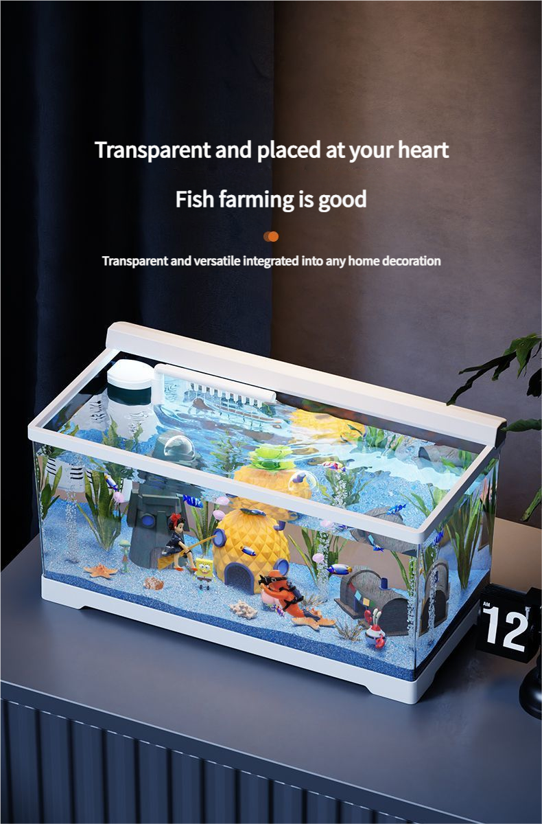 Plastic Clear Fish Tank for Lazy Owners: Goldfish Tank for Living Room, Balcony, Desktop - Small & Medium Eco - Aquascape Home Aquarium - Afrilinker
