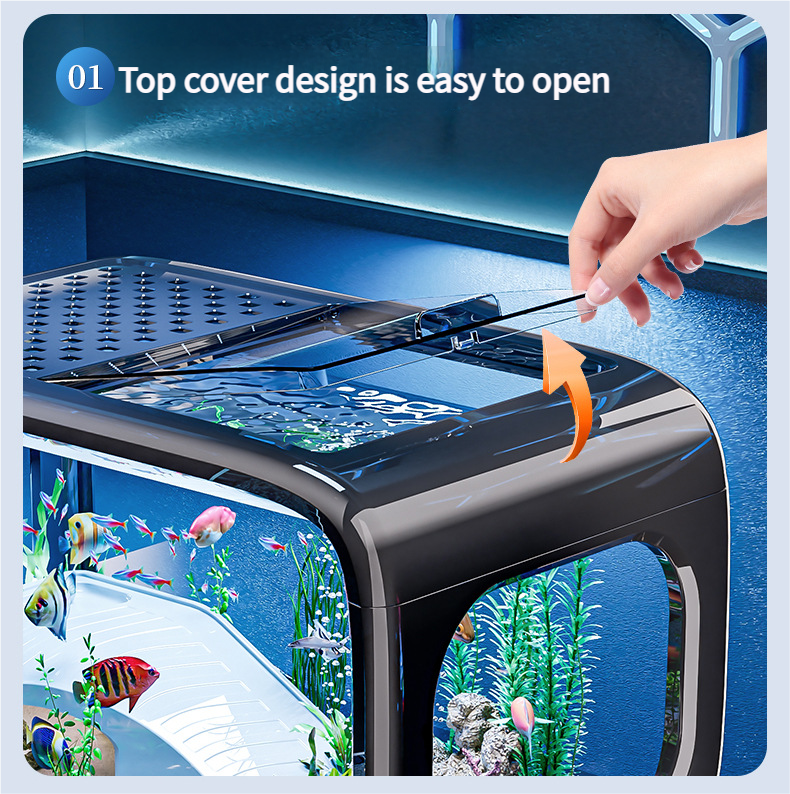 Premium - Selected Luxury Fish Tank: Transparent Covered Home Aquarium for Living Room, Ideal for Ecological Scaping and Entryway Decoration - Afrilinker