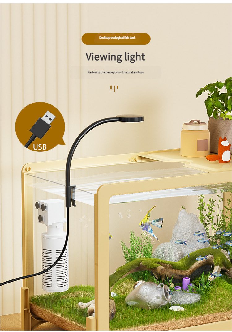 Desktop Fish Tank for Home/Living Room/Balcony/Office - Small-Medium Plastic Lazy Goldfish Tank with Eco-Scaping - Afrilinker