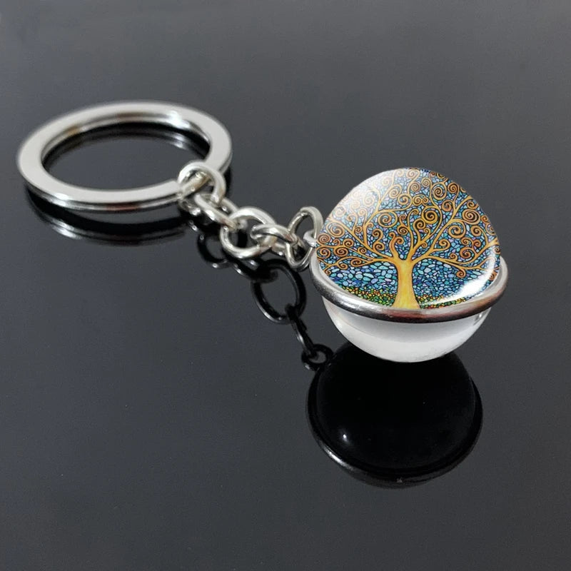 Tree of Life Glass Ball Keychain | 20mm Double - sided Pendant - Afrilinker