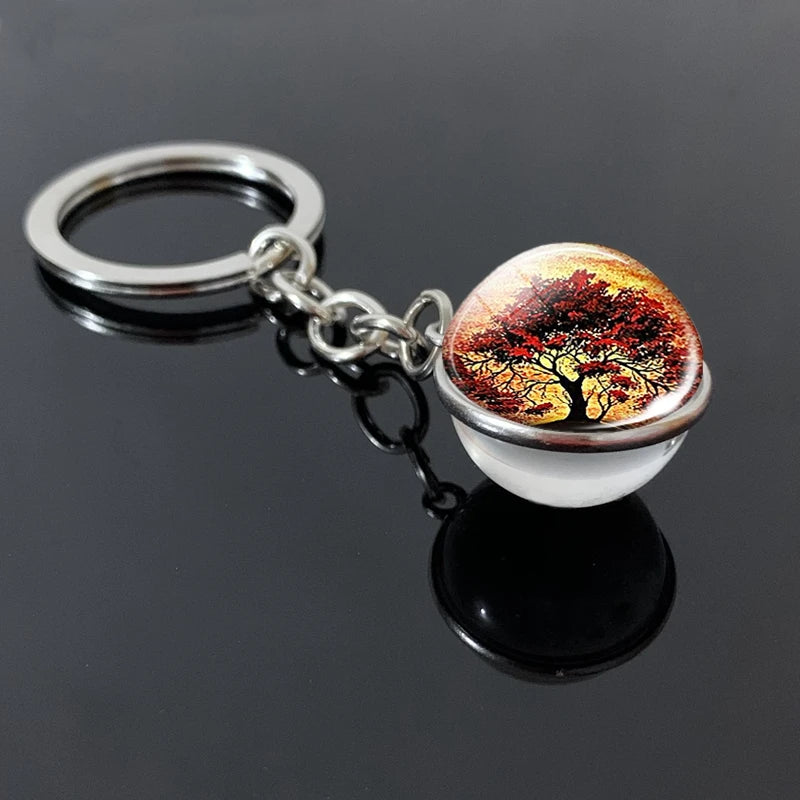 Tree of Life Glass Ball Keychain | 20mm Double - sided Pendant - Afrilinker