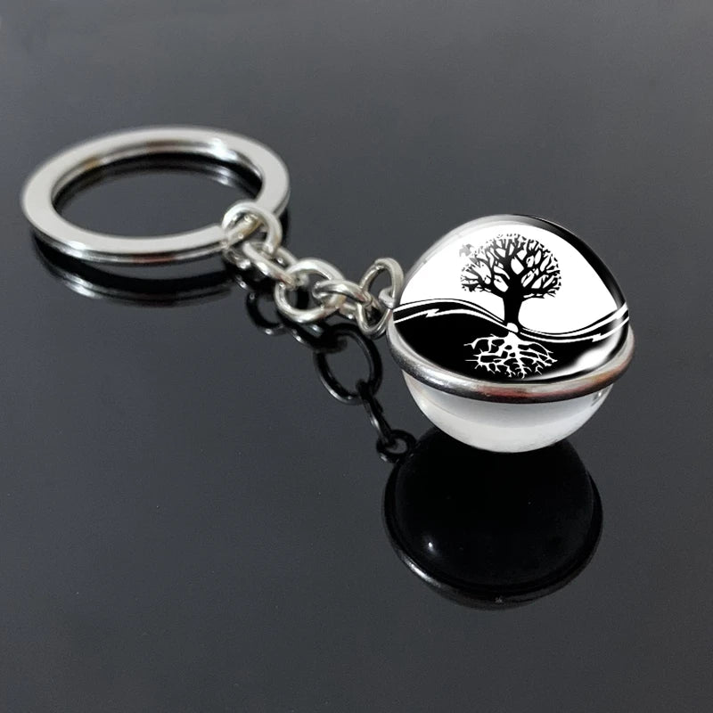 Tree of Life Glass Ball Keychain | 20mm Double - sided Pendant - Afrilinker