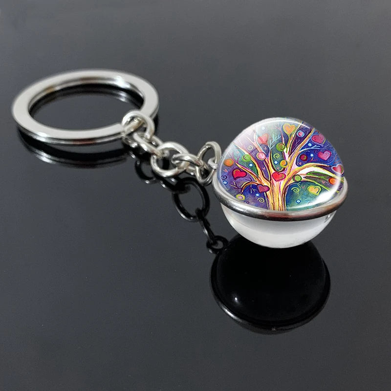 Tree of Life Glass Ball Keychain | 20mm Double - sided Pendant - Afrilinker