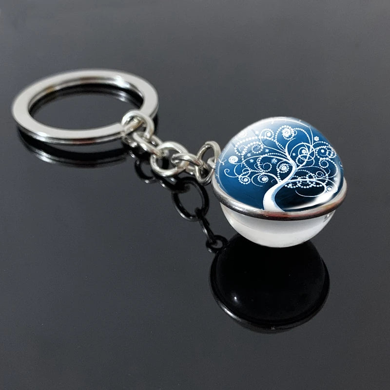 Tree of Life Glass Ball Keychain | 20mm Double - sided Pendant - Afrilinker