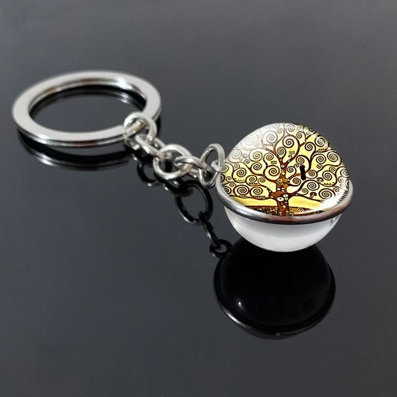 Tree of Life Glass Ball Keychain | 20mm Double - sided Pendant - Afrilinker