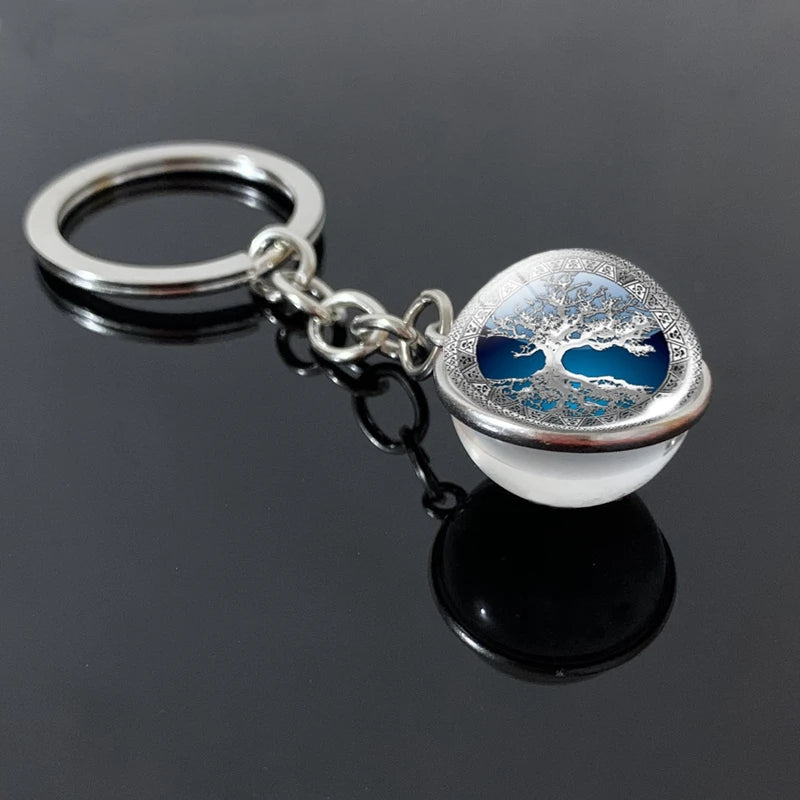 Tree of Life Glass Ball Keychain | 20mm Double - sided Pendant - Afrilinker