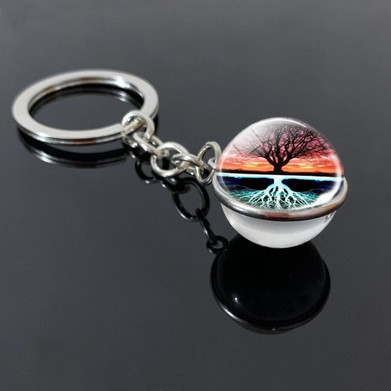 Tree of Life Glass Ball Keychain | 20mm Double - sided Pendant - Afrilinker