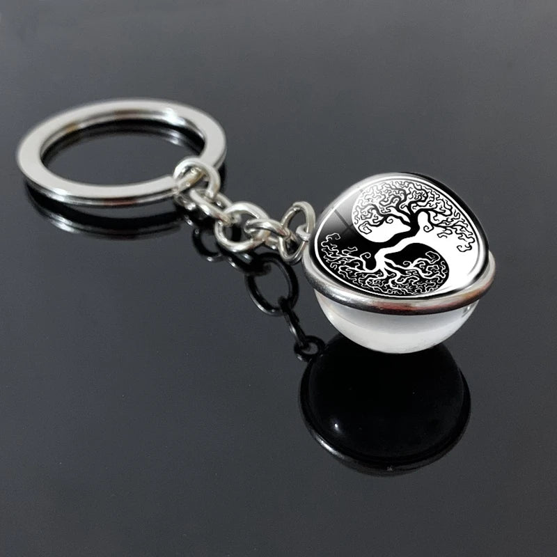 Tree of Life Glass Ball Keychain | 20mm Double - sided Pendant - Afrilinker