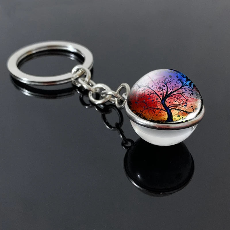 Tree of Life Glass Ball Keychain | 20mm Double - sided Pendant - Afrilinker