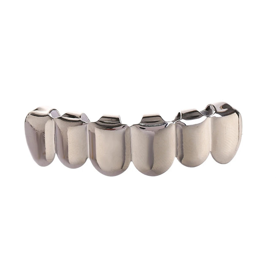 Classic Fashion 6/6 Teeth Grillz Hip Hop 14K Gold Plated Tooth Caps Decor Braces Dental Grills For Women Men Jewelry - Afrilinker