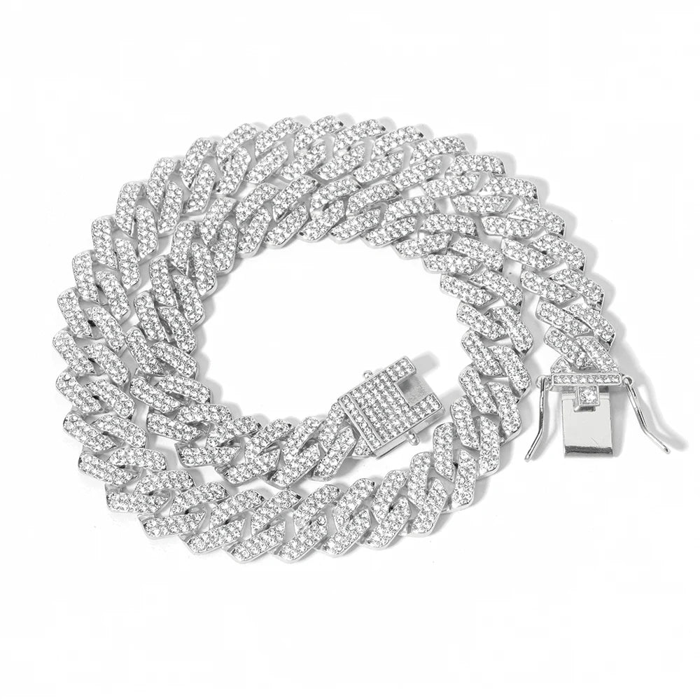 Hip Hop Iced Out Crystal Cuban Link Chain Necklace - Afrilinker