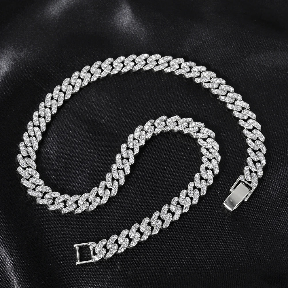 Hip Hop Iced Out Crystal Cuban Link Chain Necklace - Afrilinker