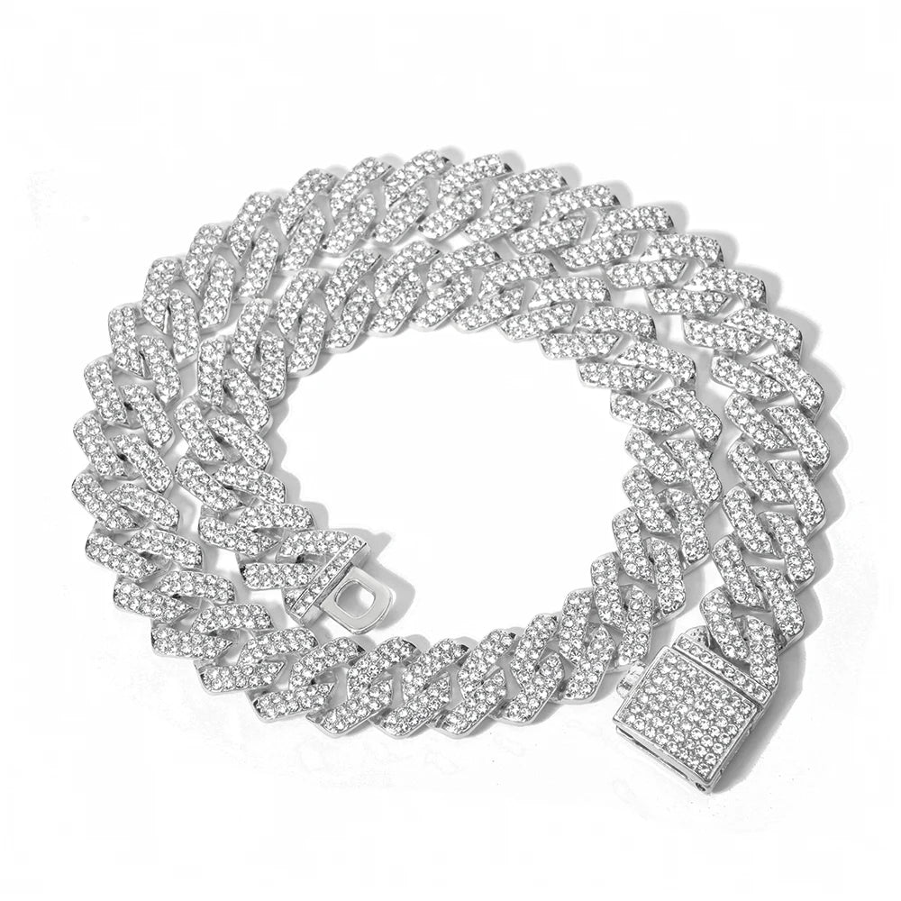 Hip Hop Iced Out Crystal Cuban Link Chain Necklace - Afrilinker