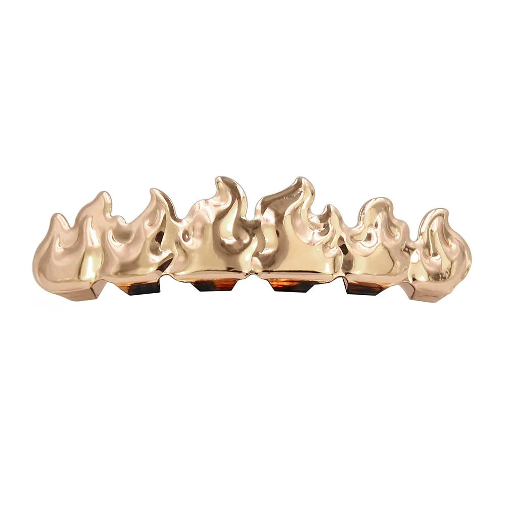Gold/Silver Flame - Shaped Copper Dental Grillz - Afrilinker