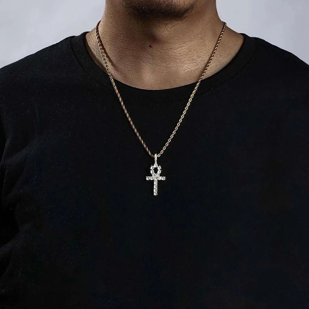 Hip Hop Iced Out Cross Pendant Necklace - Afrilinker