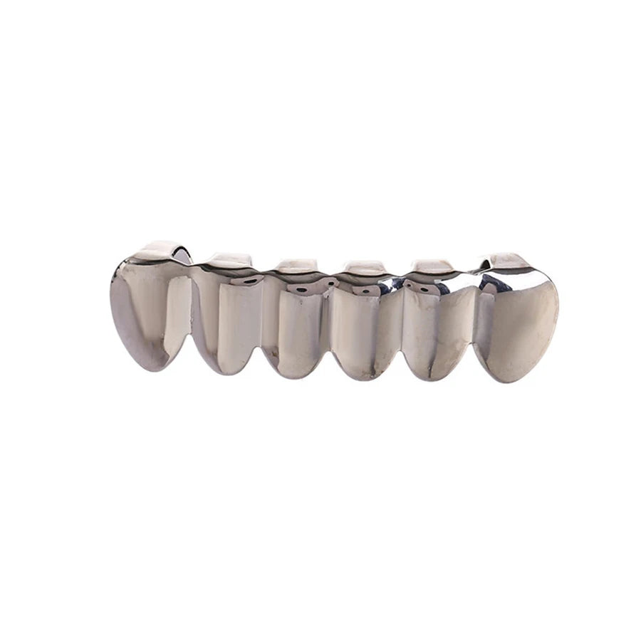 Classic Fashion 6/6 Teeth Grillz Hip Hop 14K Gold Plated Tooth Caps Decor Braces Dental Grills For Women Men Jewelry - Afrilinker
