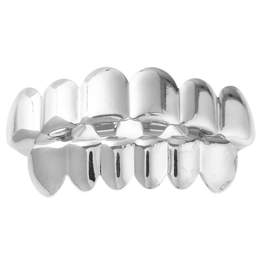 Classic Fashion 6/6 Teeth Grillz Hip Hop 14K Gold Plated Tooth Caps Decor Braces Dental Grills For Women Men Jewelry - Afrilinker