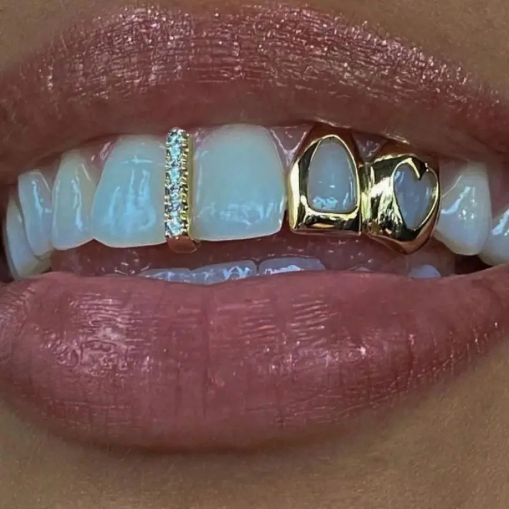 Heart - Shaped Stainless Steel Dental Grills Trendy Body Jewelry - Afrilinker