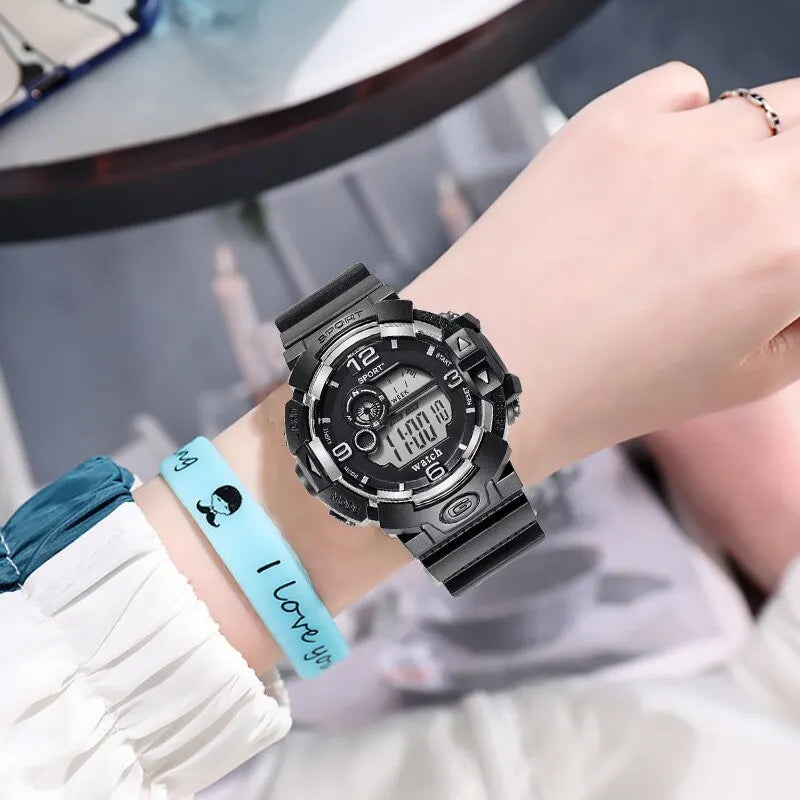 Sport Digital Display Watch - Black Silicone Band, 3Bar Water Resistance - Afrilinker