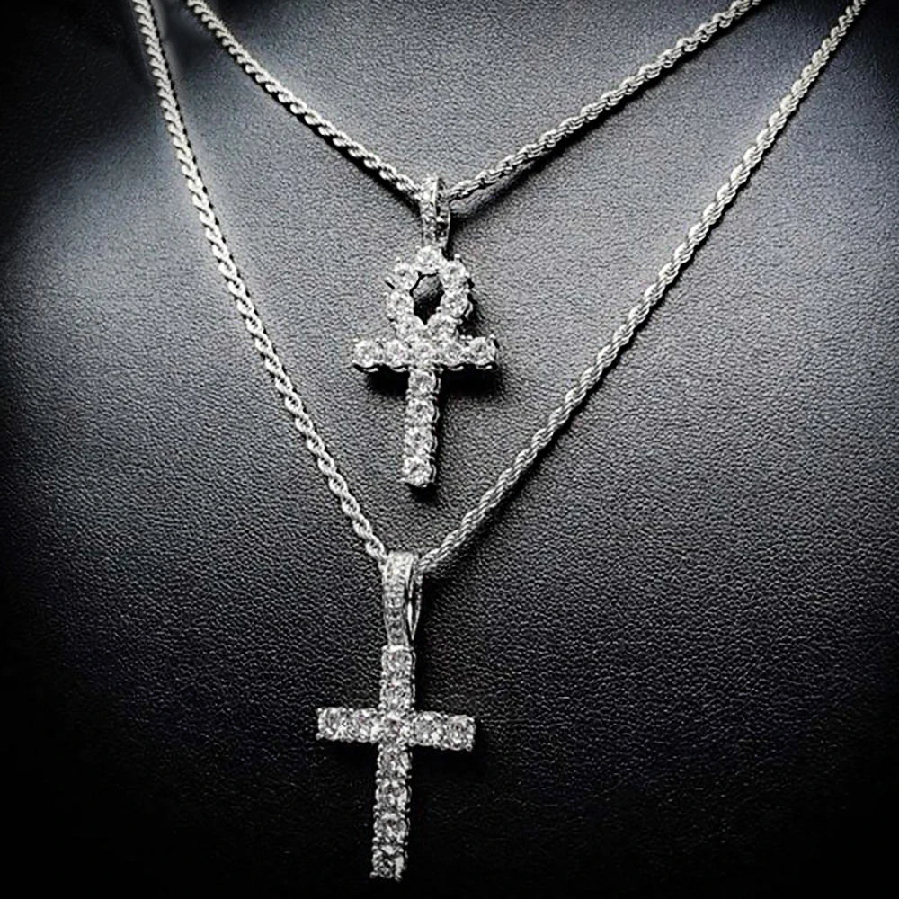 Hip Hop Iced Out Cross Pendant Necklace - Afrilinker