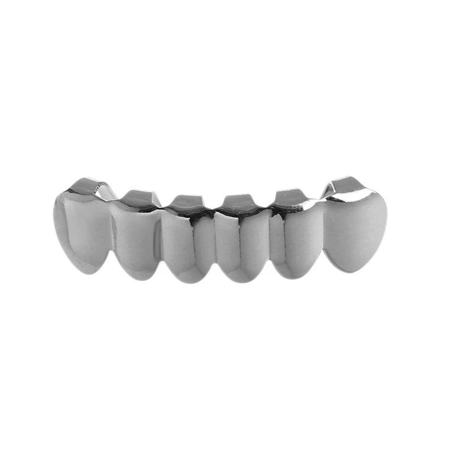 Classic Fashion 6/6 Teeth Grillz Hip Hop 14K Gold Plated Tooth Caps Decor Braces Dental Grills For Women Men Jewelry - Afrilinker