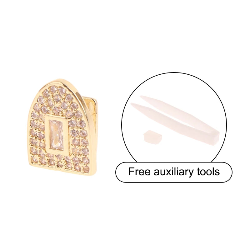 14-Style Dental Charms | Gold/Silver Diamond-Inlaid Star/Cross/Letter - Afrilinker