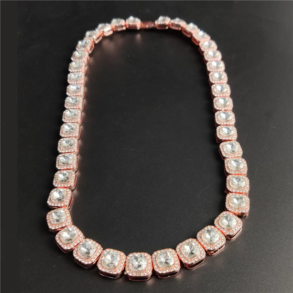 Hip Hop Iced Out Square & Heart Pendant Cuban Chain Necklace - Afrilinker