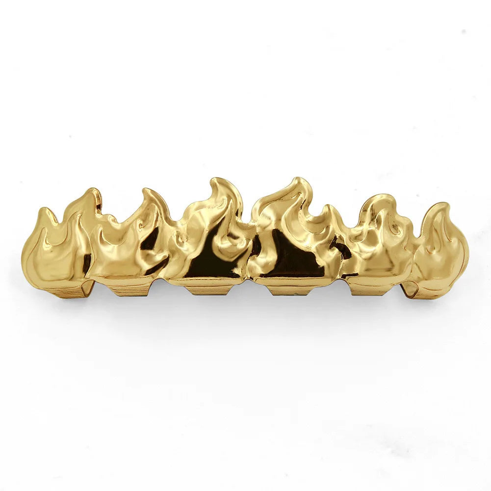 Gold/Silver Flame - Shaped Copper Dental Grillz - Afrilinker