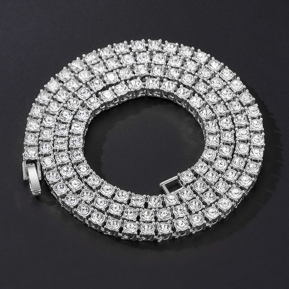 Classic Iced Out Rhinestone Link Chain Necklace - Afrilinker