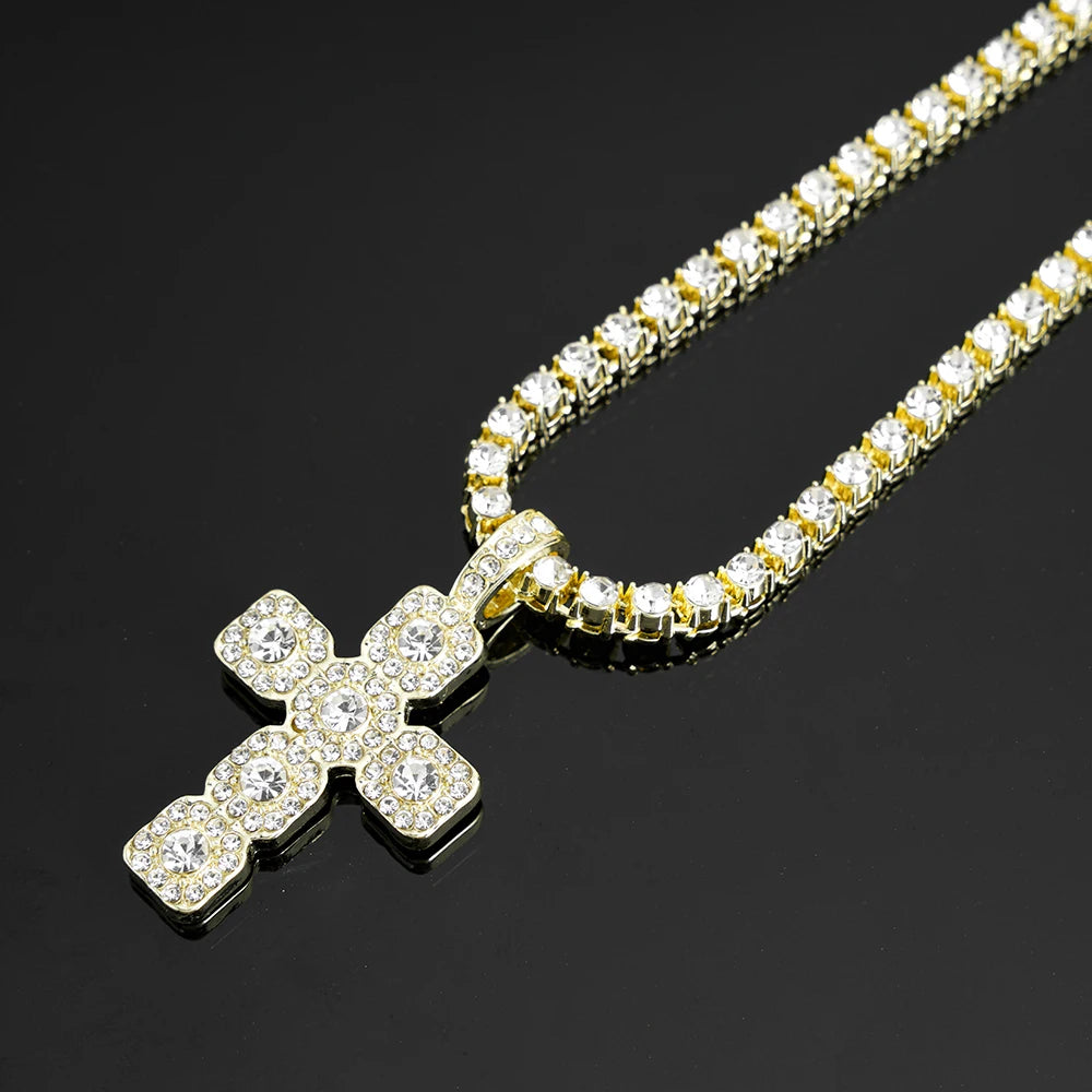 Hip Hop Iced Out Cross Pendant Necklace - Afrilinker