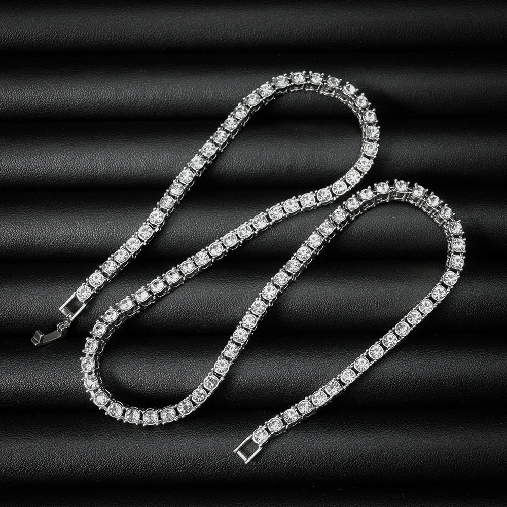 Unisex Hip Hop Iced Out Tennis Chain Necklace - Afrilinker