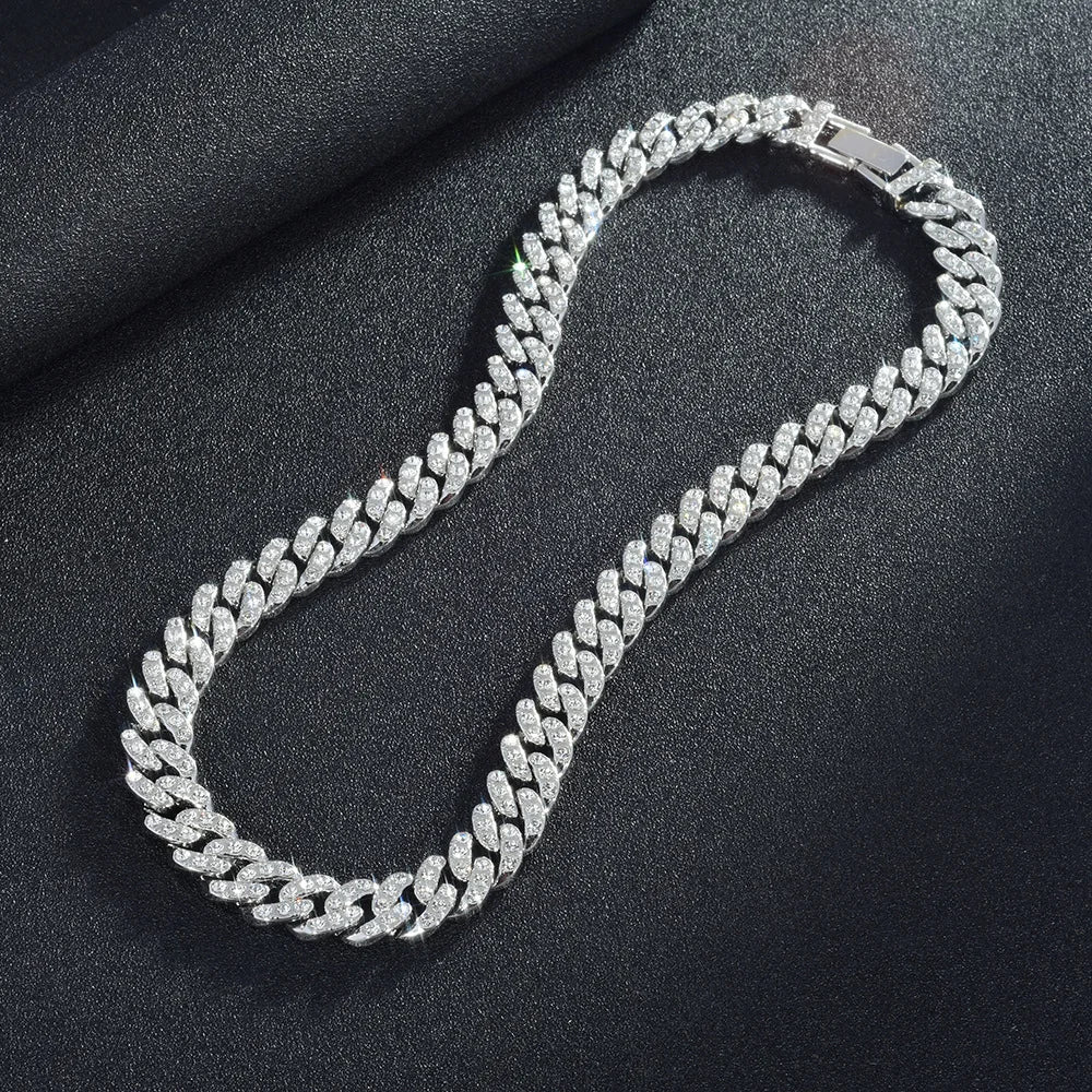 Unisex Hip Hop Iced Out 9MM Miami Cuban Chain Necklace - Afrilinker