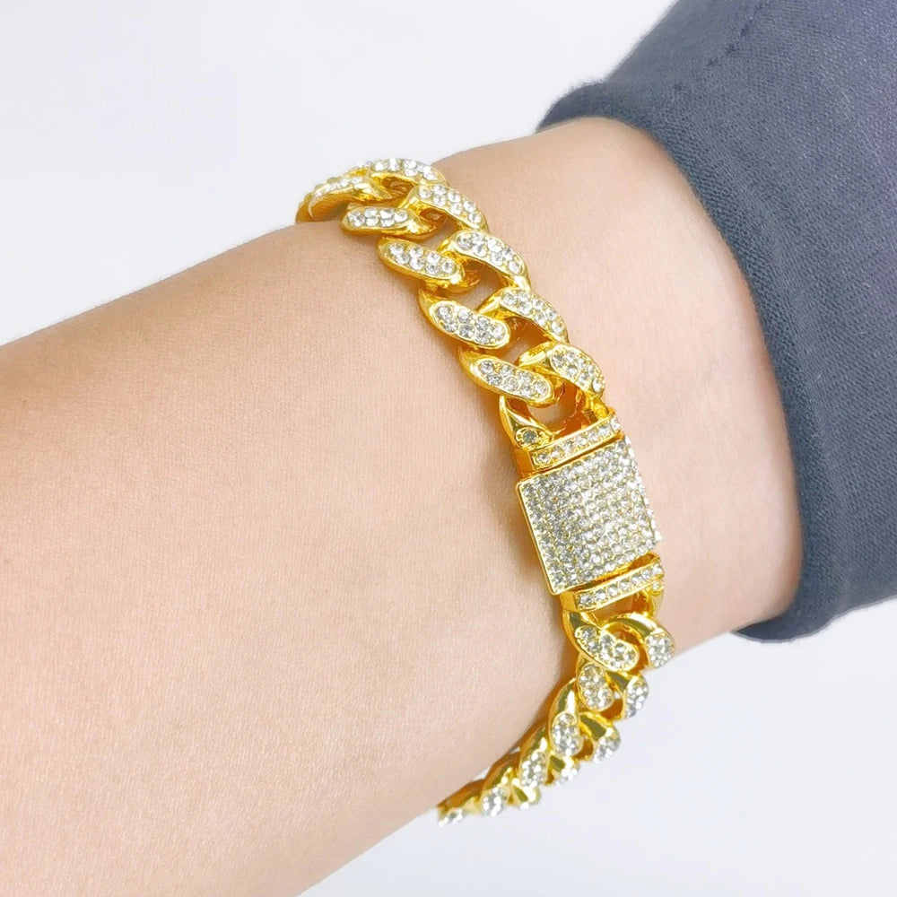 Unisex Hip Hop Iced Out Cuban Chain Necklace - Afrilinker