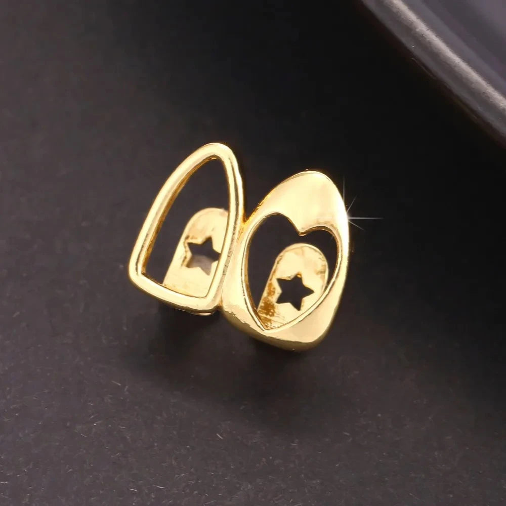Heart - Shaped Stainless Steel Dental Grills Trendy Body Jewelry - Afrilinker