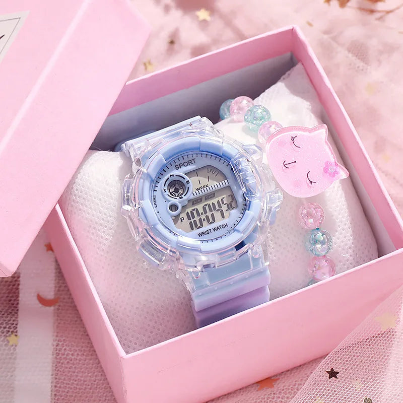 Girls' Digital Sport Watch Set - Colorful Silicone Band - Afrilinker