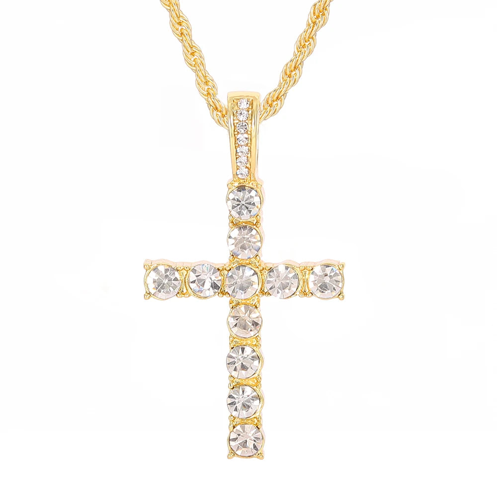 Hip Hop Iced Out Cross Pendant Necklace - Afrilinker