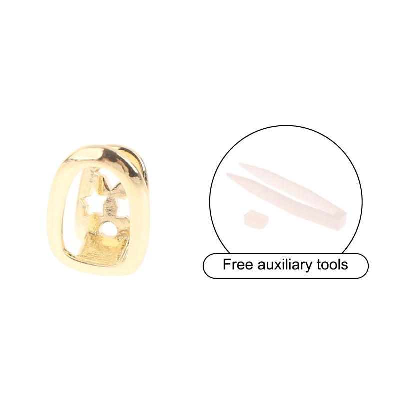 14-Style Dental Charms | Gold/Silver Diamond-Inlaid Star/Cross/Letter - Afrilinker