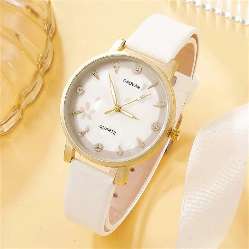 Women's Leather Band Quartz Watch Set - 5 - Piece Fashion Casual - Afrilinker