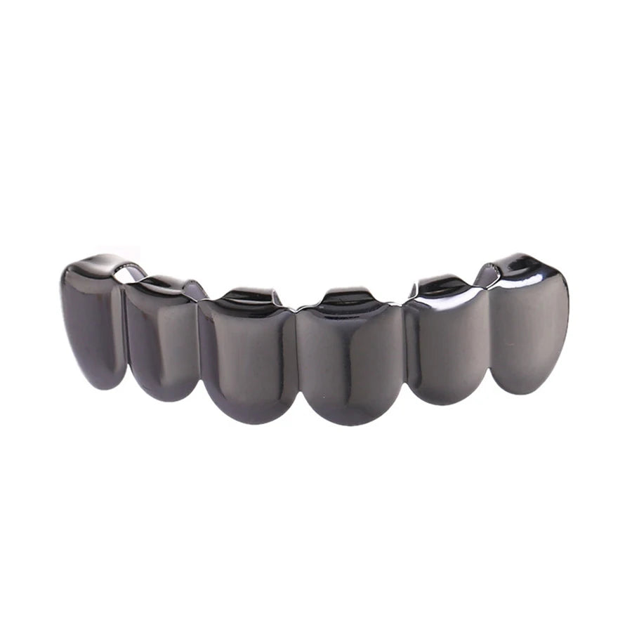 Classic Fashion 6/6 Teeth Grillz Hip Hop 14K Gold Plated Tooth Caps Decor Braces Dental Grills For Women Men Jewelry - Afrilinker
