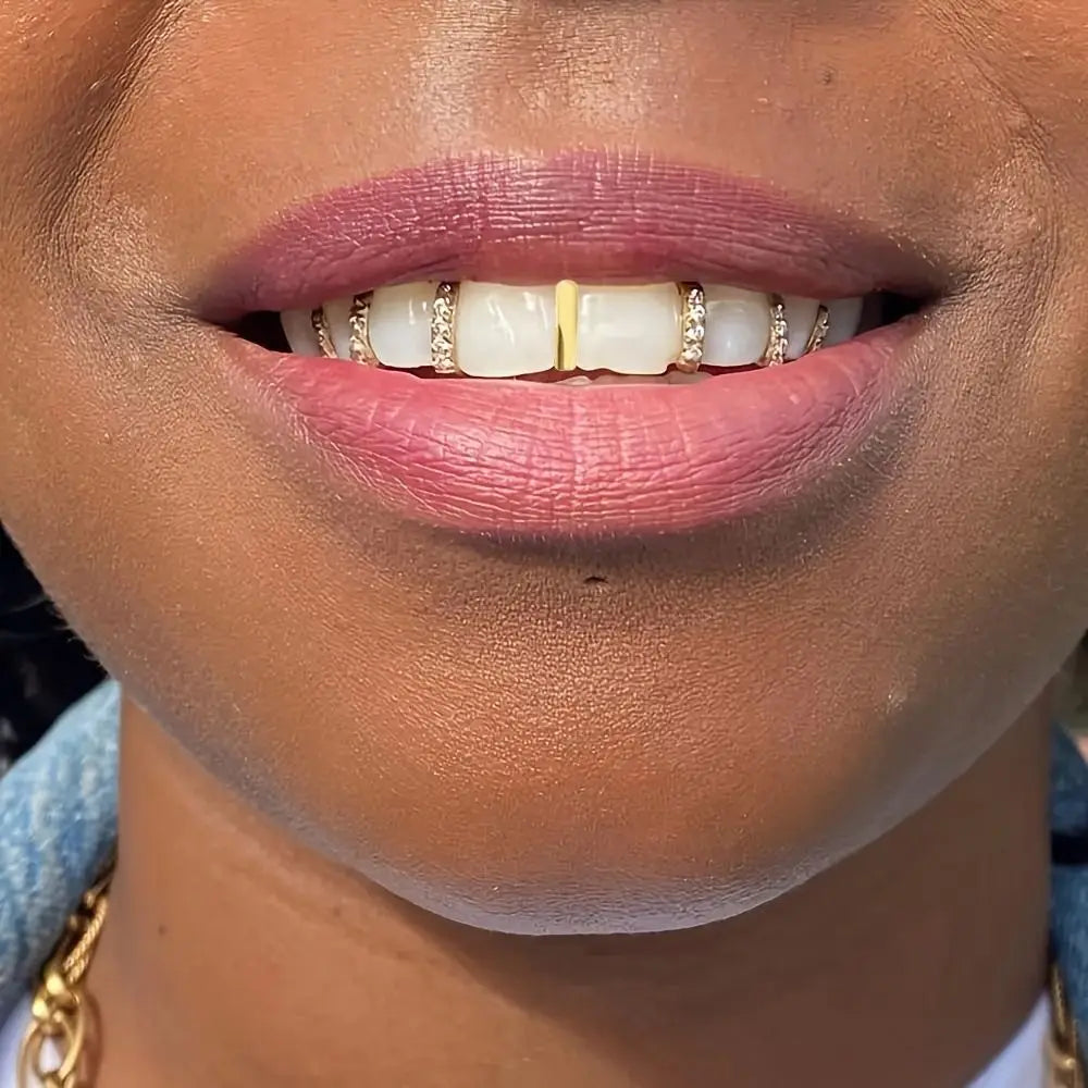 Stainless Steel Dental Grillz Set - Trendy Tooth Jewelry - Afrilinker