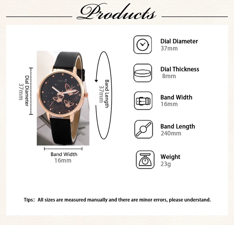 3 - Style Women's Leather Band Watch & Bracelet Set - Afrilinker