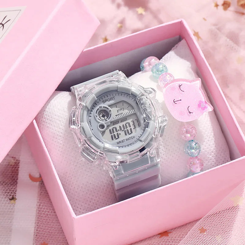 Girls' Digital Sport Watch Set - Colorful Silicone Band - Afrilinker
